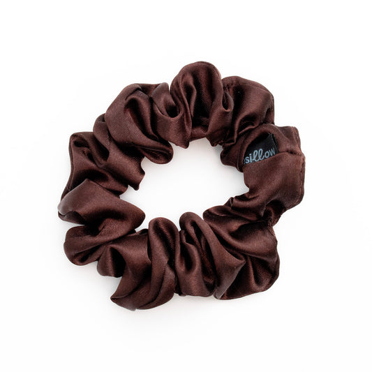 mini chouchou brun satin