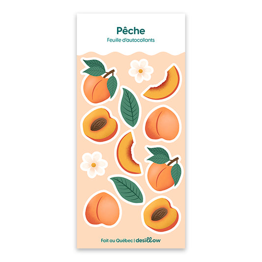 Feuille d'autocollant Pêche